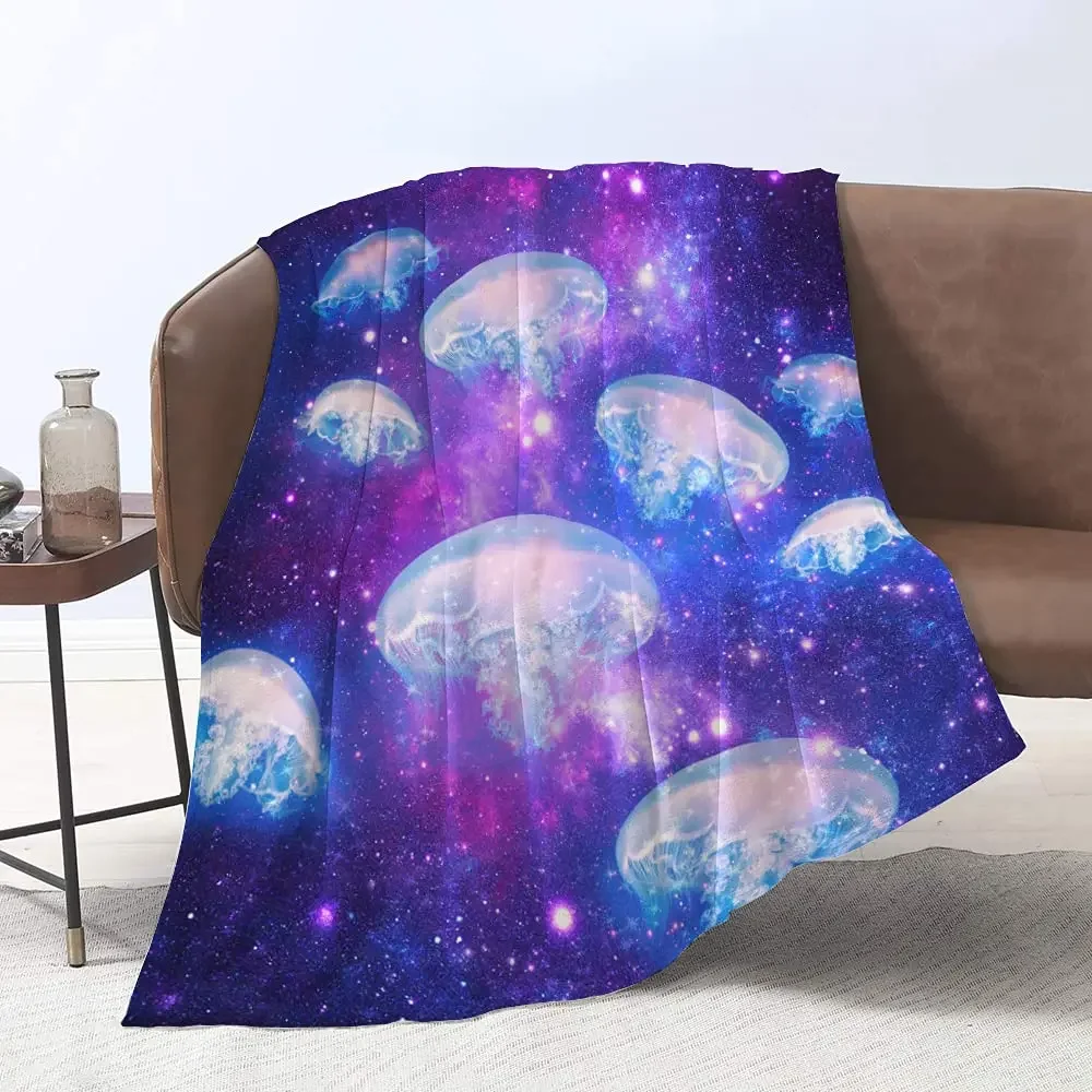 Undersea Blanket,Magic Glowing Jellyfish Underwater Blanket Soft Warm Blankets for Bed Couch Sofa Lightweight Travelling Camping 3