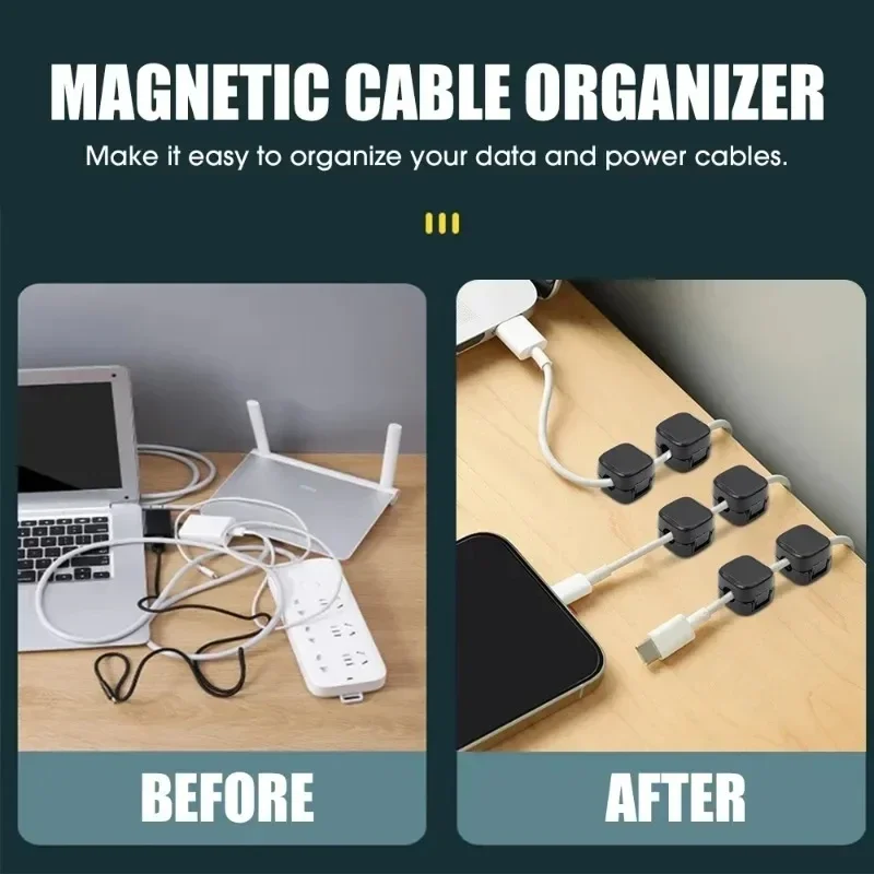 Magnetic Cable Clip Cable Holder Adhesive Wire Keeper Cord Organizer Home Office Under Desk Management Cable Organizer Cable Clip