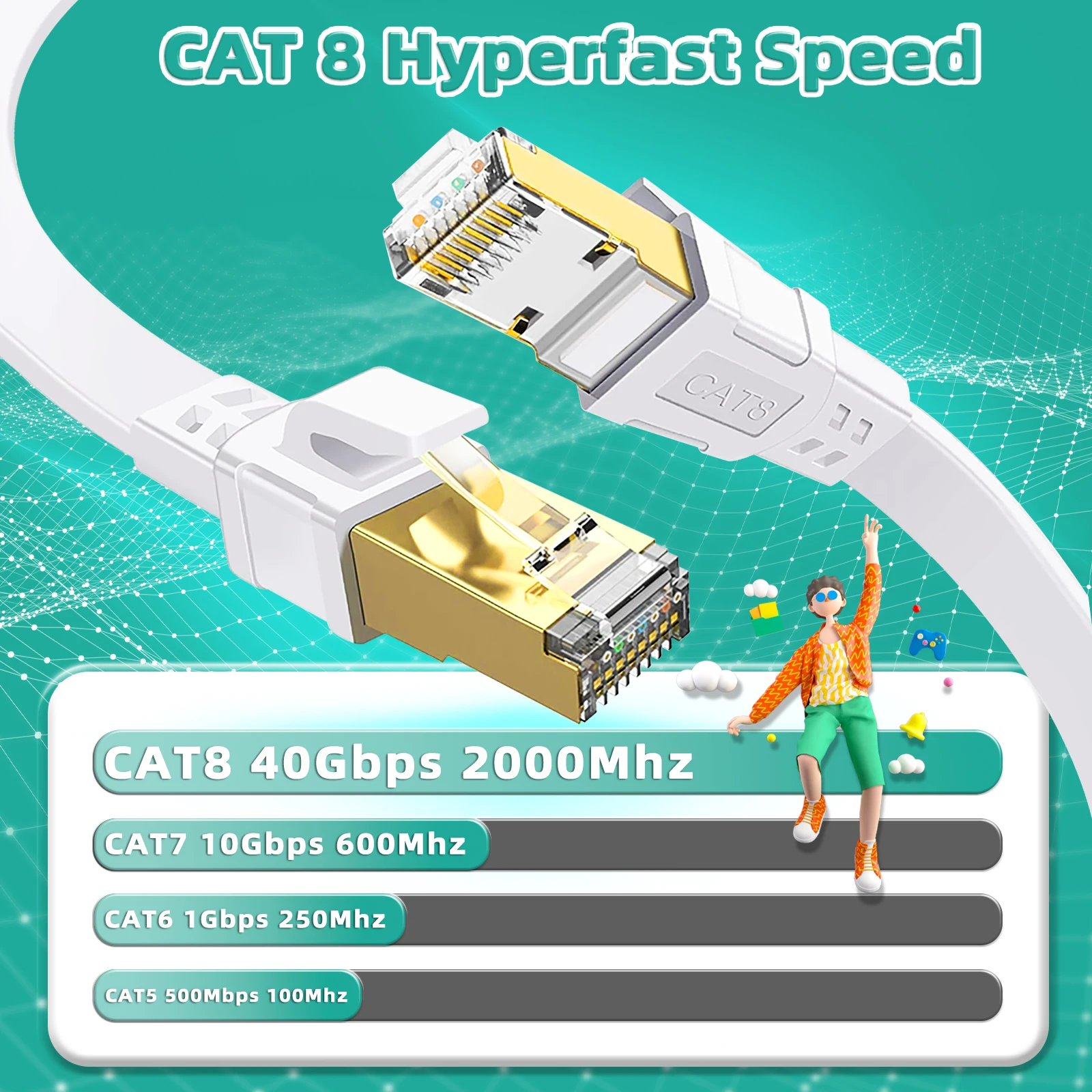 이더넷 케이블 Cat 8 RJ45 Lan 케이블 1M 8M 15M 30M PS5 Baseus 라우터 WIFIi 라우터 패치 코드 Cado 용 고속 40GBps 2000Mhz