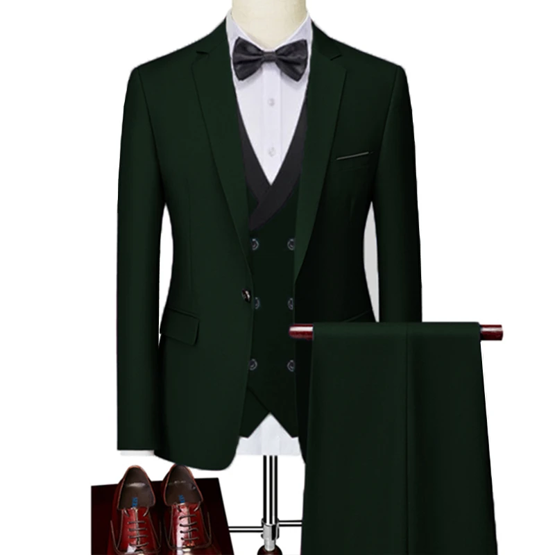 Description Picture 5 of item16 Color Basic Style Men's Casual Solid Color 3 Pieces Suits / Male One Button Blazers Jacker Coat Trousers Pants Vest Waistcoat