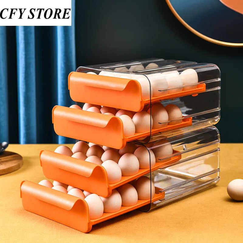 Household Double Layer Eggs Holder Drawer Type Egg Storage Box Home