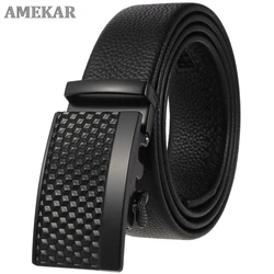 High quality men belt leather belt men automatic buckle  male Fashion designer jeans chain stretch luxury brand