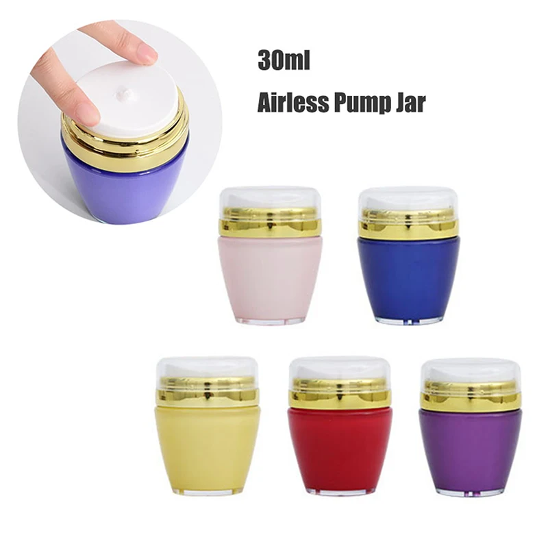 

Empty Airless Pump Jar Refillable Creams Sample Lotions Dispenser Travel Leak Proof Cosmetic Container Moisturizer Vacuum Bottle