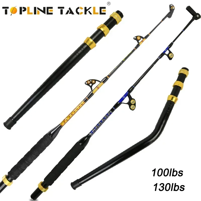 

Topline Tackle Ocean Boat Trolling Fishing Rods Fiberglass Material Deep Sea Rod 100lbs 130lbs 2+1Roller Guide Big Game Rod