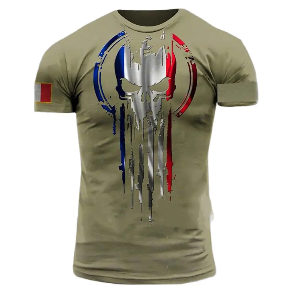 

2023 Summer ARMY-VETERAN T Shirt for Men's French Soldier Field 3D Print Shirt Veterans Camouflage Commando Loose Tops Camisetas