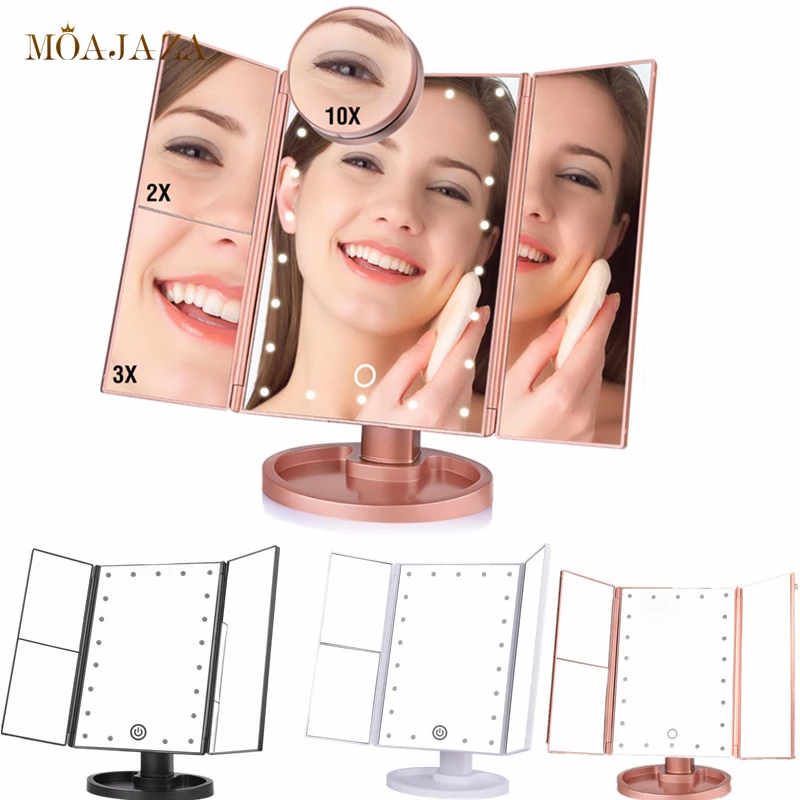 22 Led Light Makeup Mirror 2/3/10x Magnifying Cosmetic 3 Folding Vanity