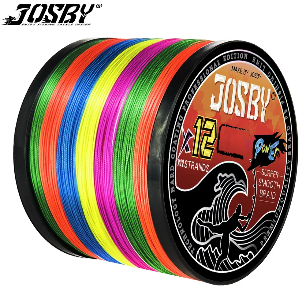 Ligne de pêche JOSBY 12 brins tresse PE multifilament Japon pour carpe et mouche, 300m 500m