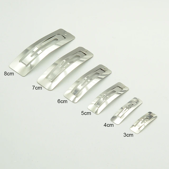 20-100PCS Plus Thick Silver Tear Drop Metal Snap Hair Clips No Hole Plain  Hairpins for