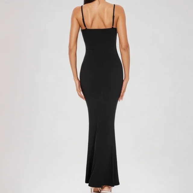 2 In 1 Summer Bodycon Maxi Dress For Women Formal Tummy Control Shapewear Dress With Built In Bra Spaghetti Strap Long Dress 6