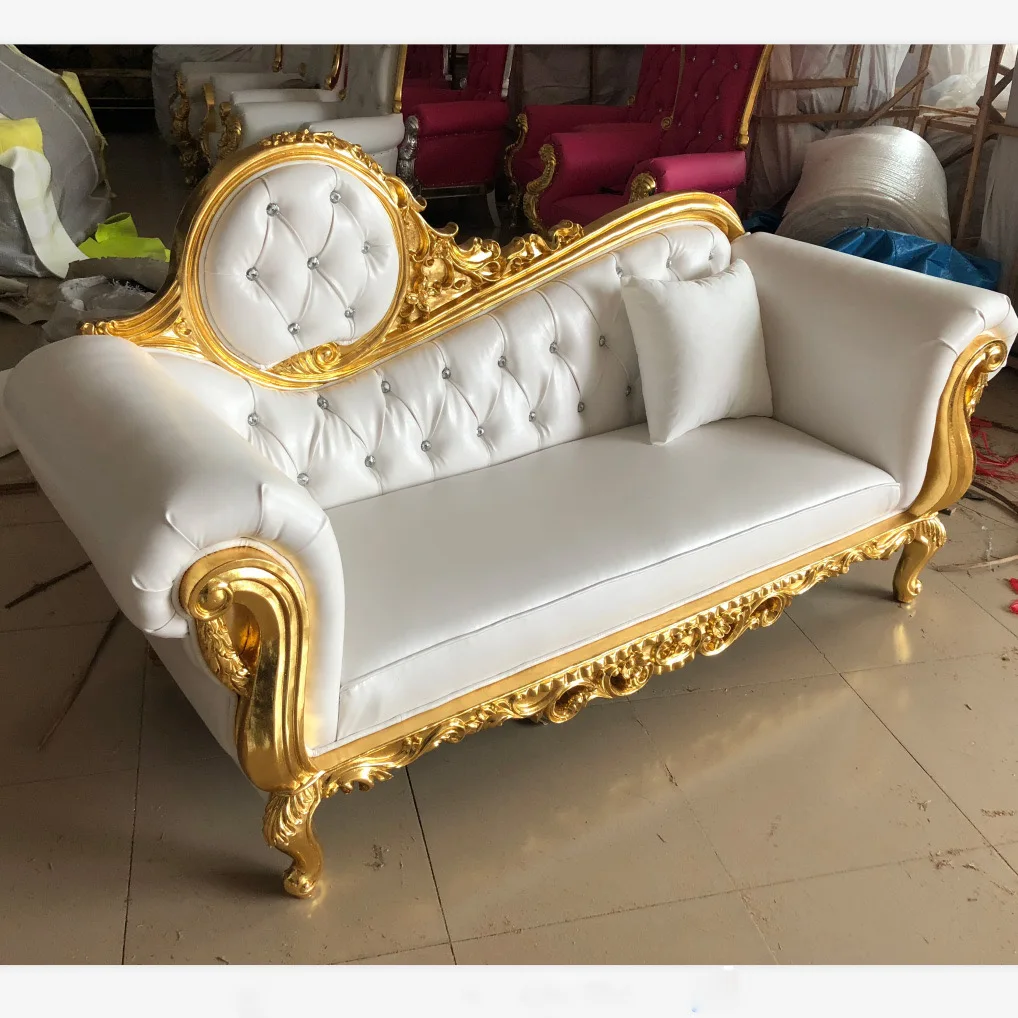Luxury Party Furniture White Gold Wedding Royal King Throne Chair Queen Sofa