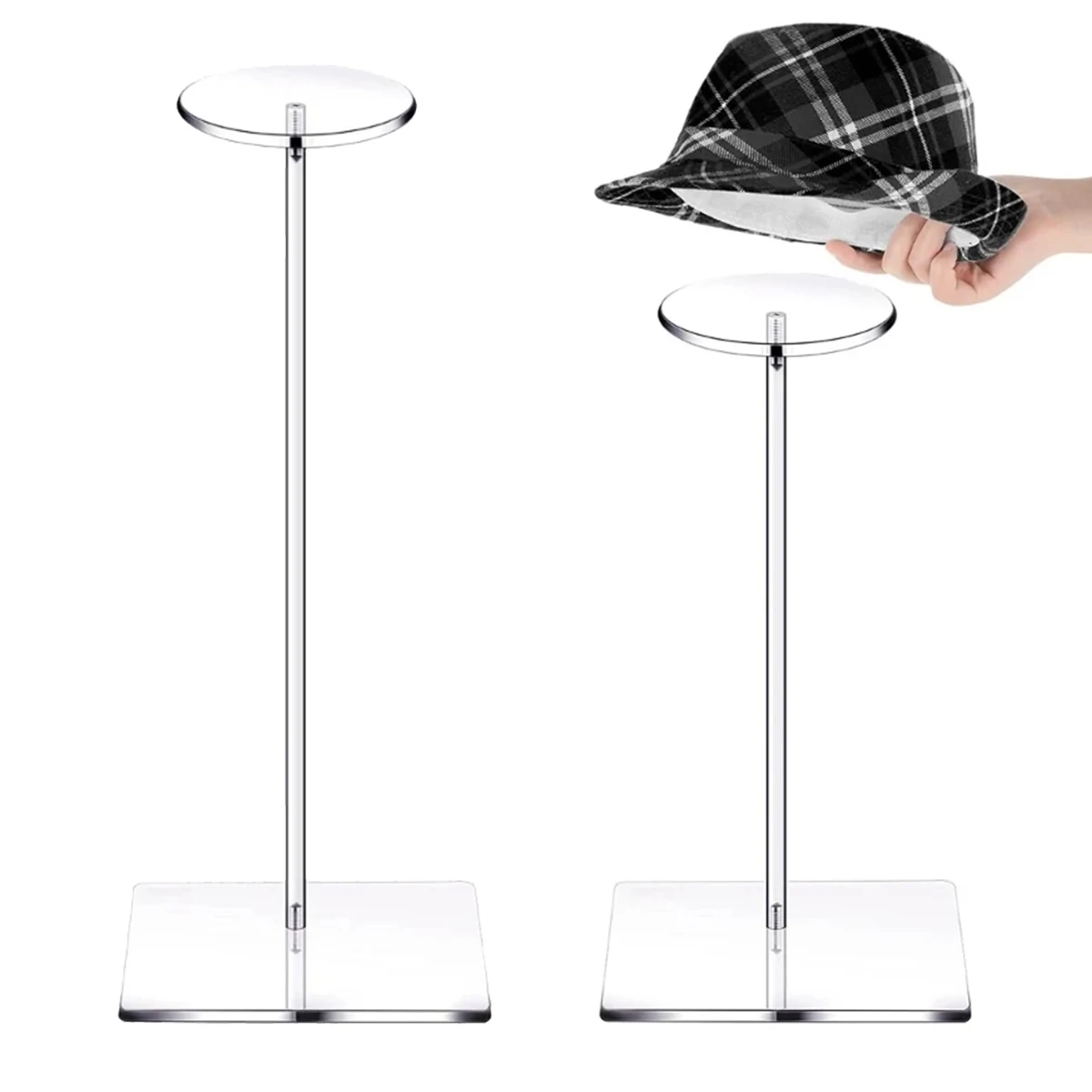 2PcsAcrylicHatStandWigDisplayRackClearHatStandBaseballHat
