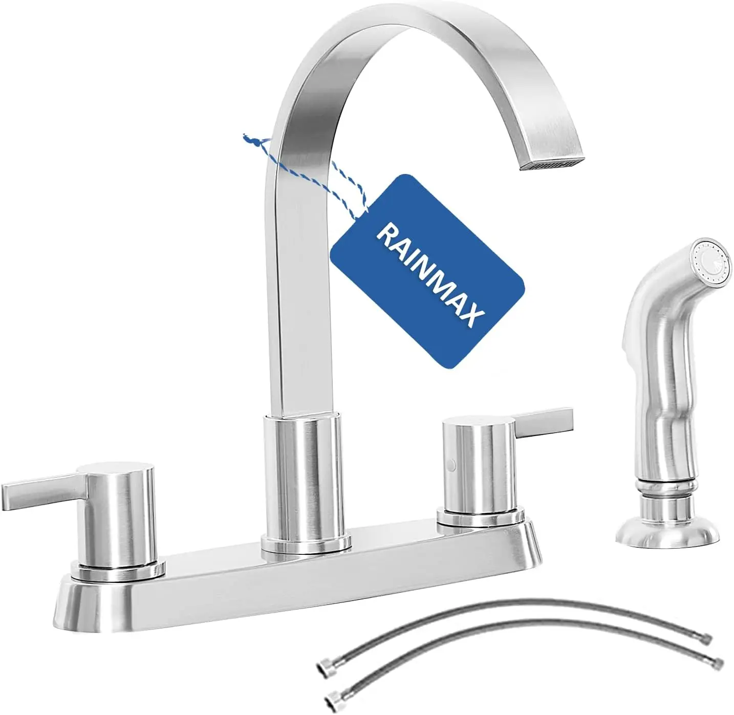 

Kitchen Faucet with Sprayer,Brushed Nickel Stainless Steel Kitchen Sink Faucet W/ Side Sprayer,Kitchen Faucets for Sink 3 Hole