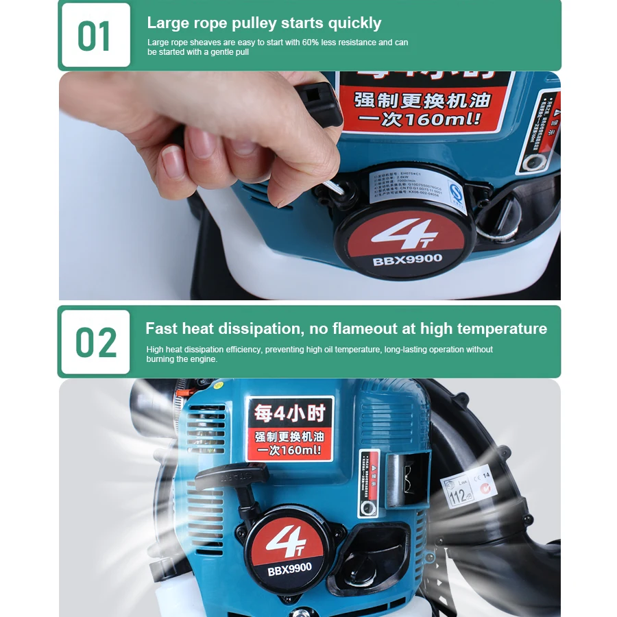 4-stroke Backpack BBX9900 Petrol Blower Leaf Blower Dust Collector Fire Fighting Wind