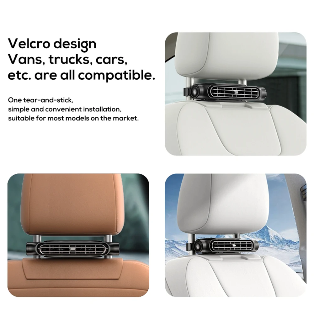 Car Headrest Cooling Air Fan 3 Speeds Adjustable Air Cooling Fan USB Powered Car Seat Cooling Fan for Front Rear Seat Passenger