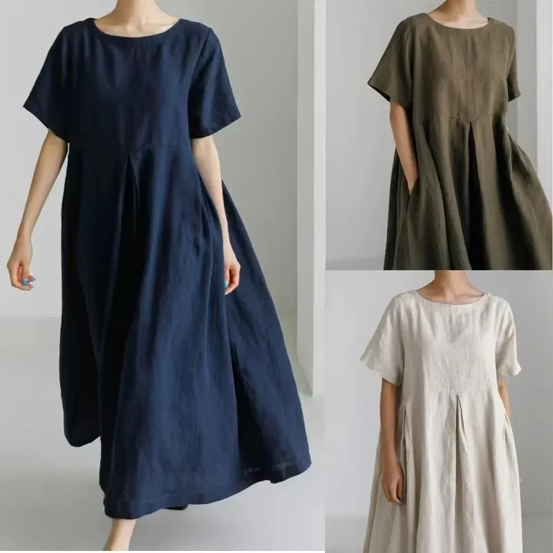 Kara Women's Dress | Cotton Linen, Loose Fit Summer Dress