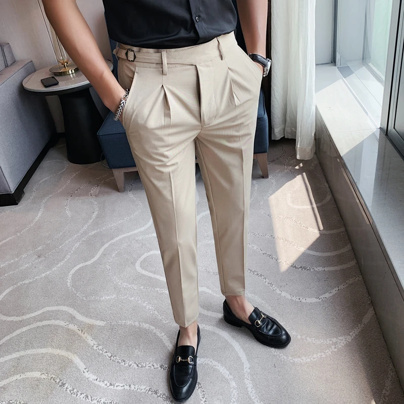 2022 Men Gray Business Suit Pant Casual 