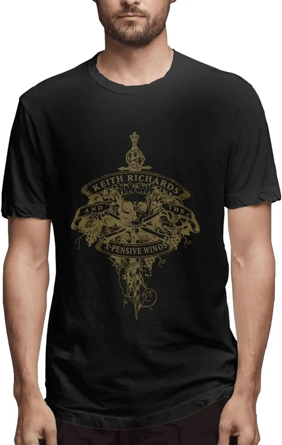 

Mens T Shirt Short Sleeved Crew Neck Cotton Classic Tee Shirt Tops Black
