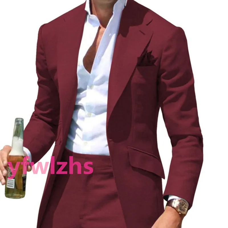 

New Arrival One Button Groomsmen Notch Lapel Groom Tuxedos Men Suits Wedding/Prom Best Blazer ( Jacket+Pants+Tie) D194