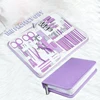 30 Pcs Purple Manicure Set Professional travel kit Stainless Steel Solid Manicure Kit Nail Care Kit With Pink Case Valentine 1