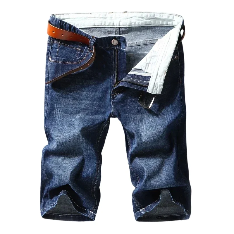 Casual Slim Denim Shorts Men Summer Thin Elastic Comfortable Blue Black Fashion Bermuda Jeans Male Brand Clothing Short Pants