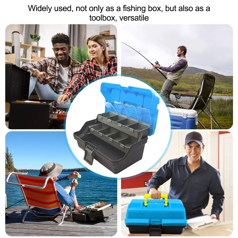 3-Layer Folding Fishing Storage Box Multipurpose Storage Tool Box with Handle Hardware Storage Box for Fishing Tackle Storage