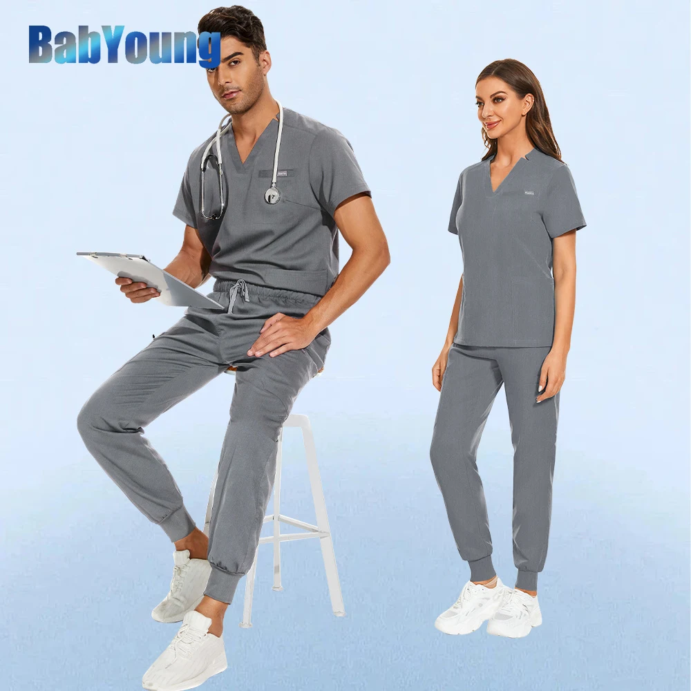 

Summer Men's Medical Clothes Unisex Nurse Doctor Scrubs Suits Lab Uniform Hospital Work Clothing Short Sleeve Beautician Sets