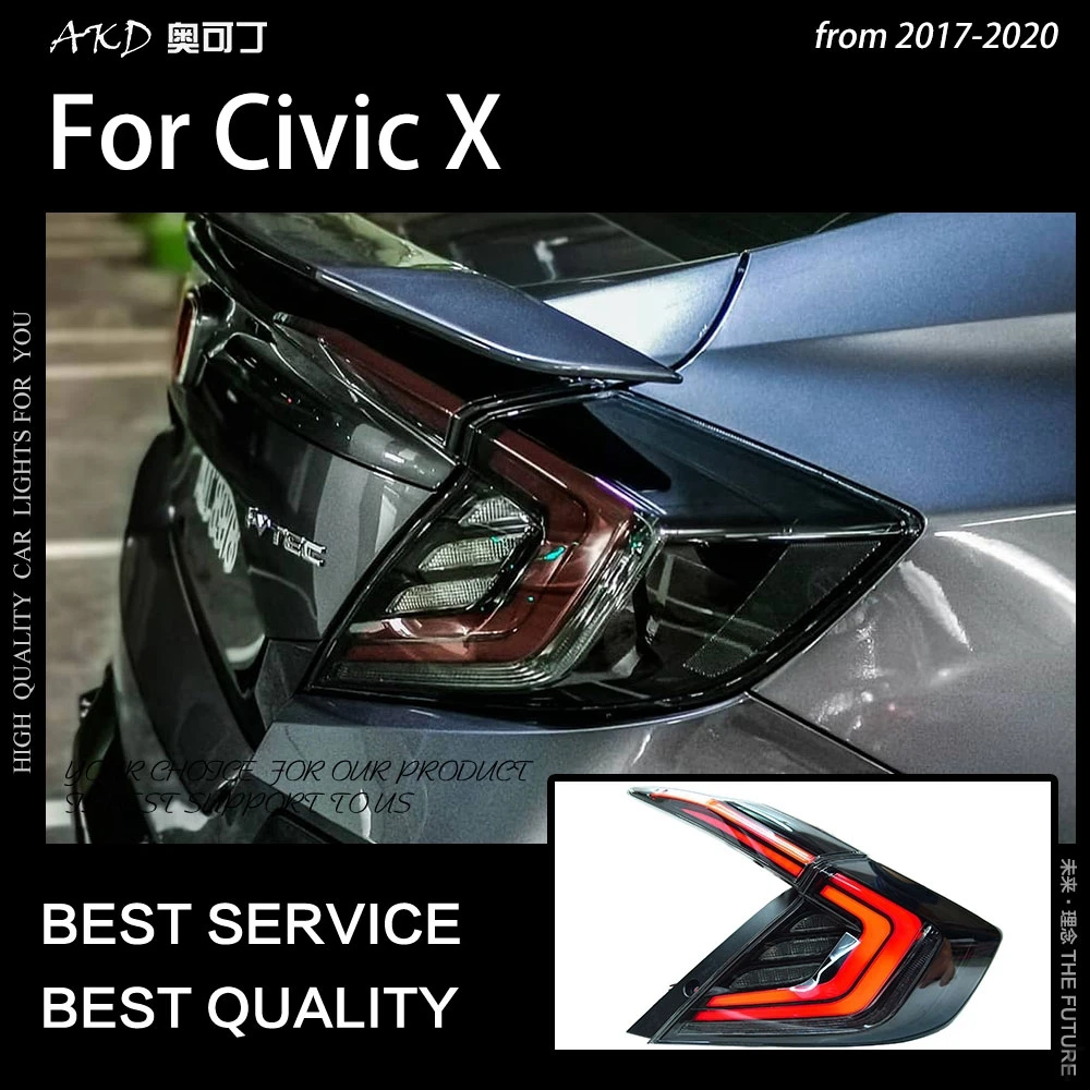 

Задние фары для стайлинга Honda Civic, задний фонарь 2017-2020 Civic X, светодиодная задняя фара DRL, обновленный динамический сигнал, автомобильные аксессуары, 2 шт.