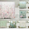 3D Beautiful flower grass plants birds printing shower curtain polyester waterproof bathroom curtain with hook home decoration 1