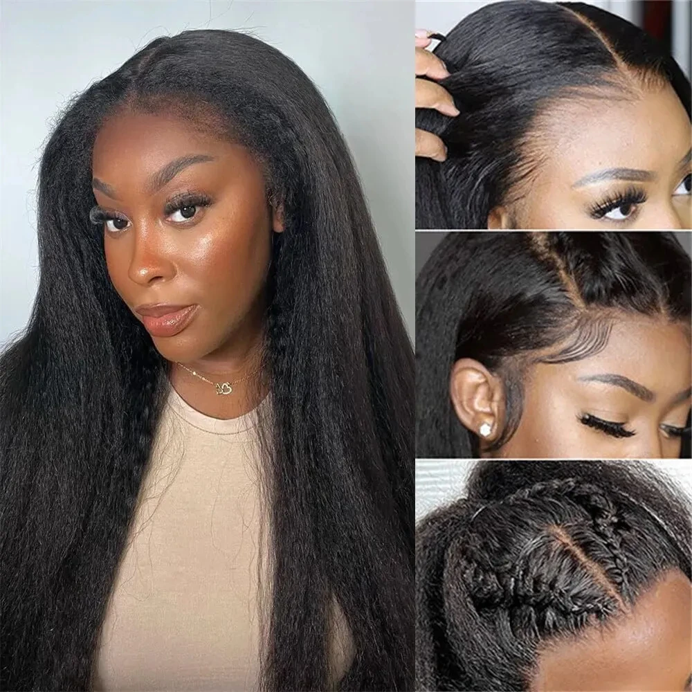 

13x4 Kinky Straight Lace Frontal Wigs Human Hair Pre Plucked Brazilian13x4 Lace Front Human Hair Wig Glueless Wigs for Women
