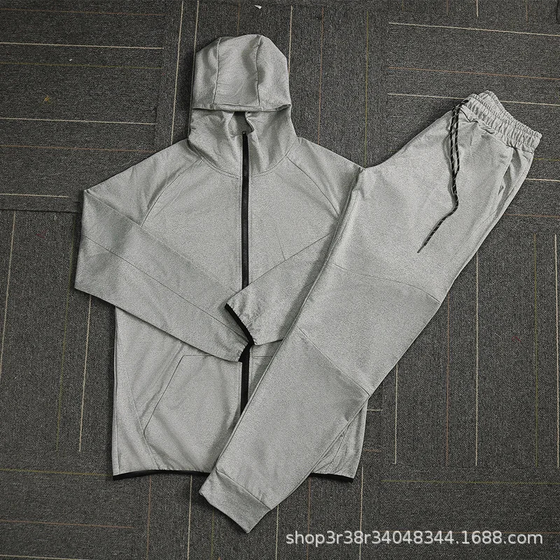 

Men's Tracksuit Spring and Autumn Hooded Loose Jacket Trousers Splicing Contrasting Color Hoodie Men's Sportswear Casual Suit
