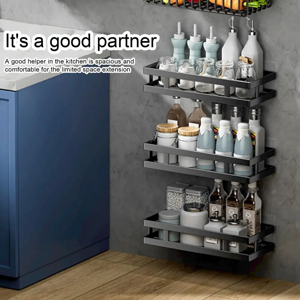 Storage Shelf Detachable with Hook Vegetable Storage Organizer Stainless Steel Wall Mount Kitchen Rack Kitchen Supplies