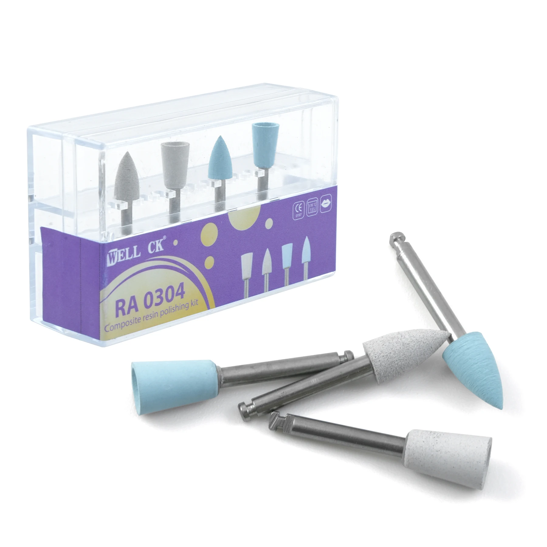 Kit De 12 Fraises En Caoutchouc De Polissage Dentaire AZDENT - RA (Latch-Type) - 3 Granulations