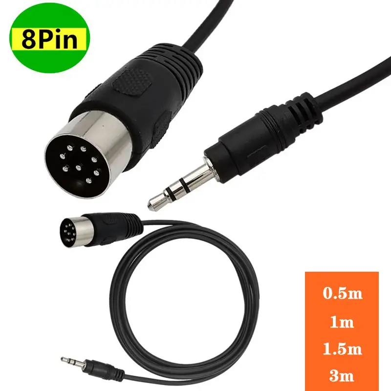 

90 Degree Elbow DC3.5mm Audio Male To Large 8-Core DIN 8Pin Male Instrument Adapter Cable Computer Audio Output DIN 8-Core