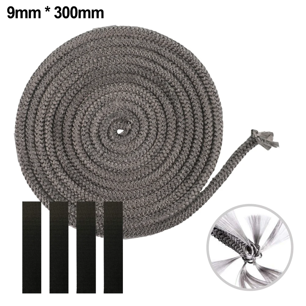 Fireplace Fiberglass Rope Seal Strip Adhesive Tape Kit Wood Burning Stove 3Meters 9mm Rope Log Burner Door Seal Home Decoration wood burning stove seal