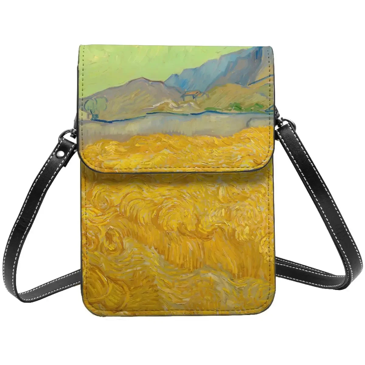 

Vincent Van Gogh Shoulder Bag Wheatfield Stylish Leather Outdoor Mobile Phone Bag Woman Gift Bags