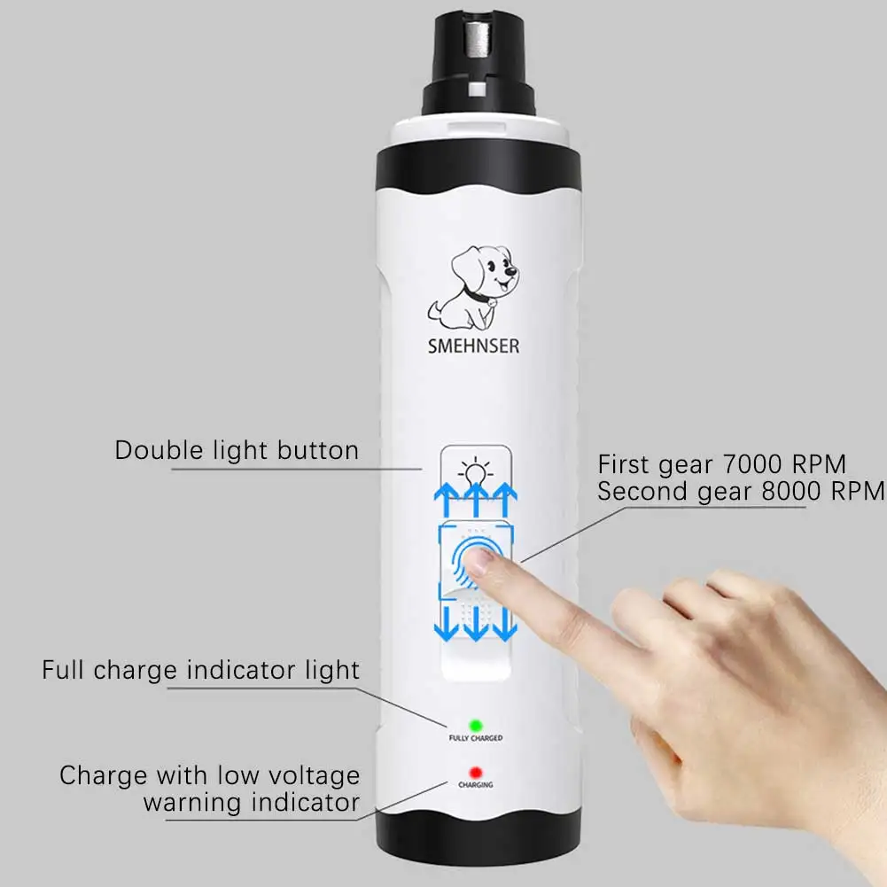 Electric Pet Nail Grinder With LED Light,Cat Dogs Nail Clippers,USB Rechargeable Paws Cutter Pet Grooming Trimmer Supplies