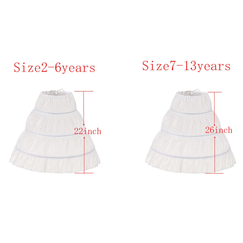 White Children kids Petticoat A-Line 3 Hoops One Layer Kids Crinoline Lace Trim Flower Girl Dress Underskirt Elastic Waist flower girl underskirt,lolita petticoat,petticoat underskirt,petticoat skirt