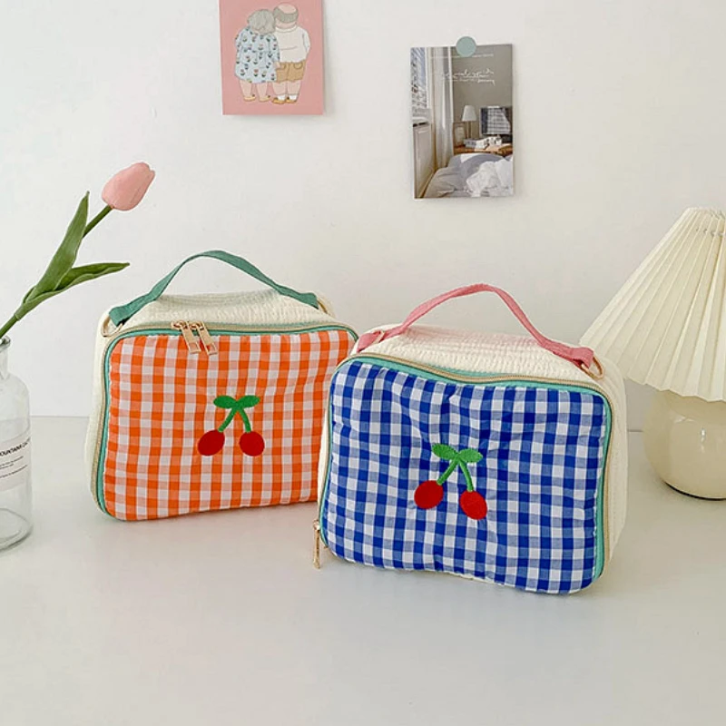 

Canvas Large Capacity Korea Children's Bag Crossbody Bag Plaid Parent-child Girl's Handbag Kids Shoulder Lunch Box Bag Tote Bag