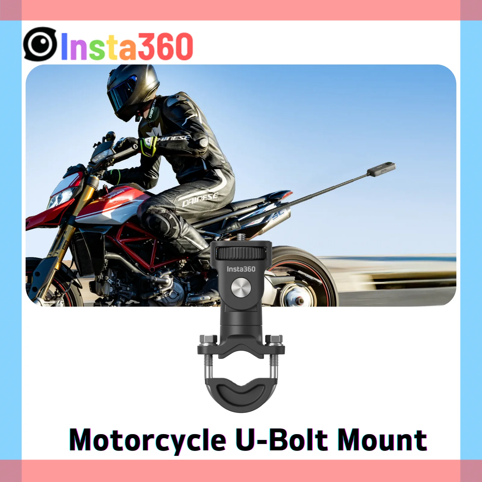 Insta360-Motorcycle Uボルトクランプマウント、モーターサイクル後部 