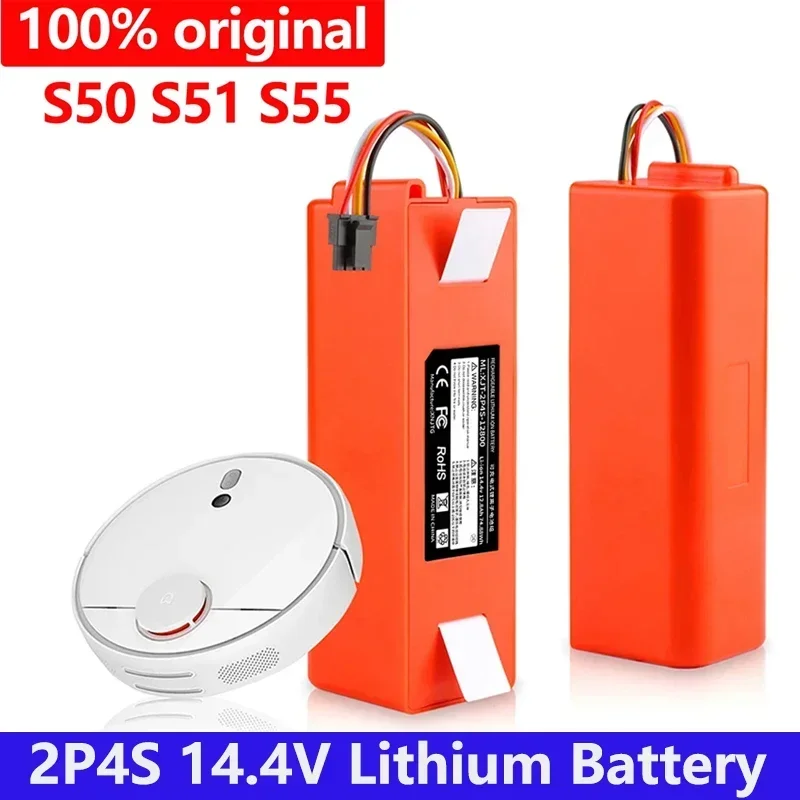 

100% NEW 12800mAh 14.4V Li-ion Battery Vacuum Cleaner Accessories for Xiaomi Mi Robot Robotics Cleaner Roborock S50 S51 T4 T7 T6