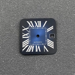 Customizable Roman Dial Square Watch Face for NH35/NH36 Movements - 27mm (Blue A)