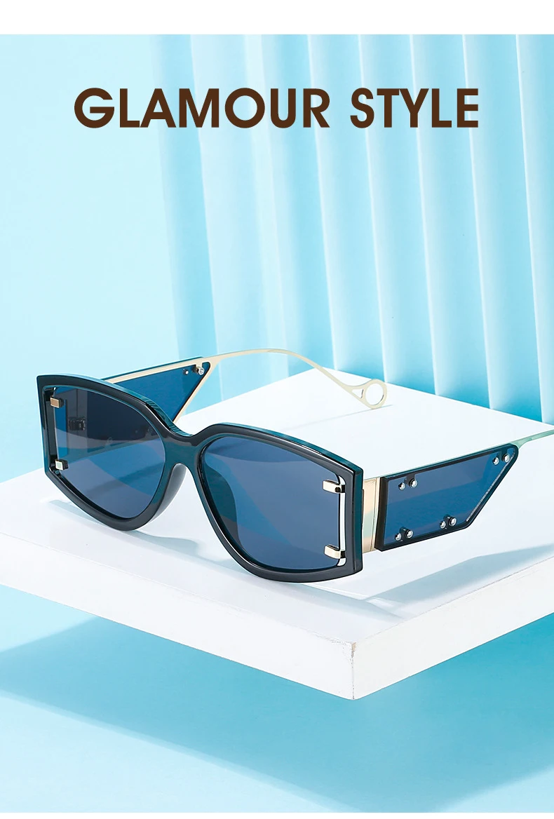 

New Wide Rivet Leg Square Fashion Sunglasses Women Vintage Alloy Gradient Small Sun Glasses girls Female Leopard Shades