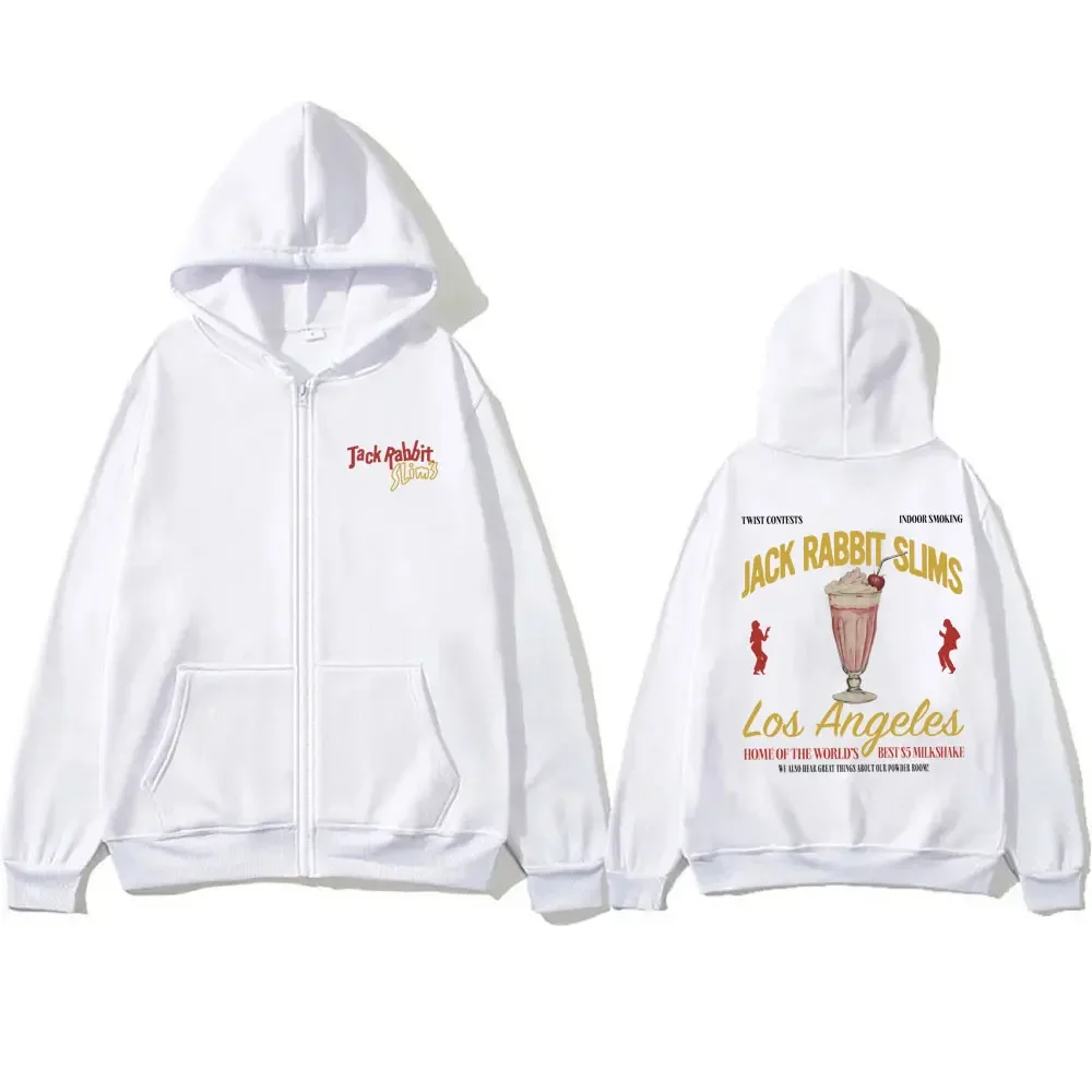 Movie Pulp Fiction Jack Babbit Slims Zipper Hoodie Quentin Tarantino Zip Up Jacket Men Casual Fleece Oversized Zip Up Hoodies