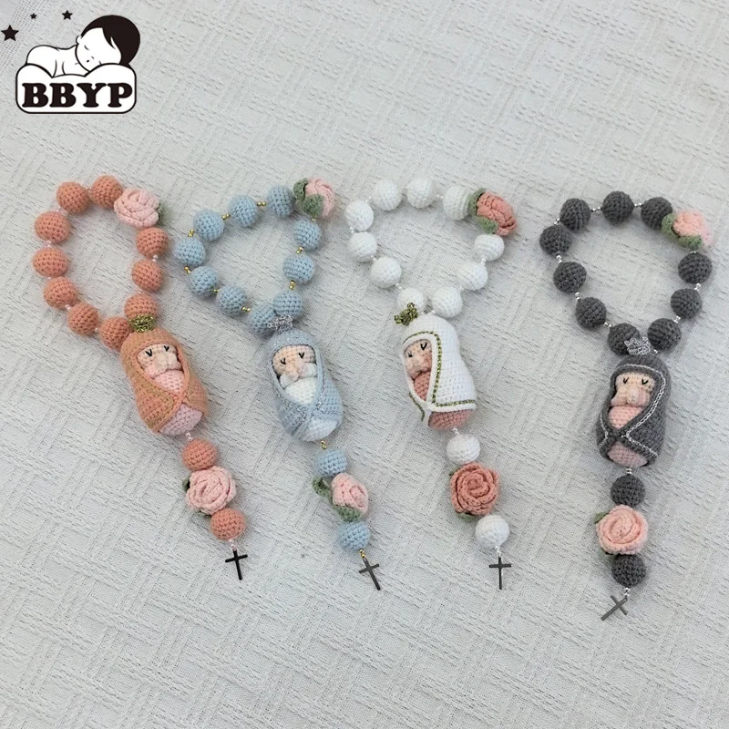Handmade Christening Baptism wedding engagement Communion birthday Bridal Rosary with Saint Christmas Gift Home Decoration