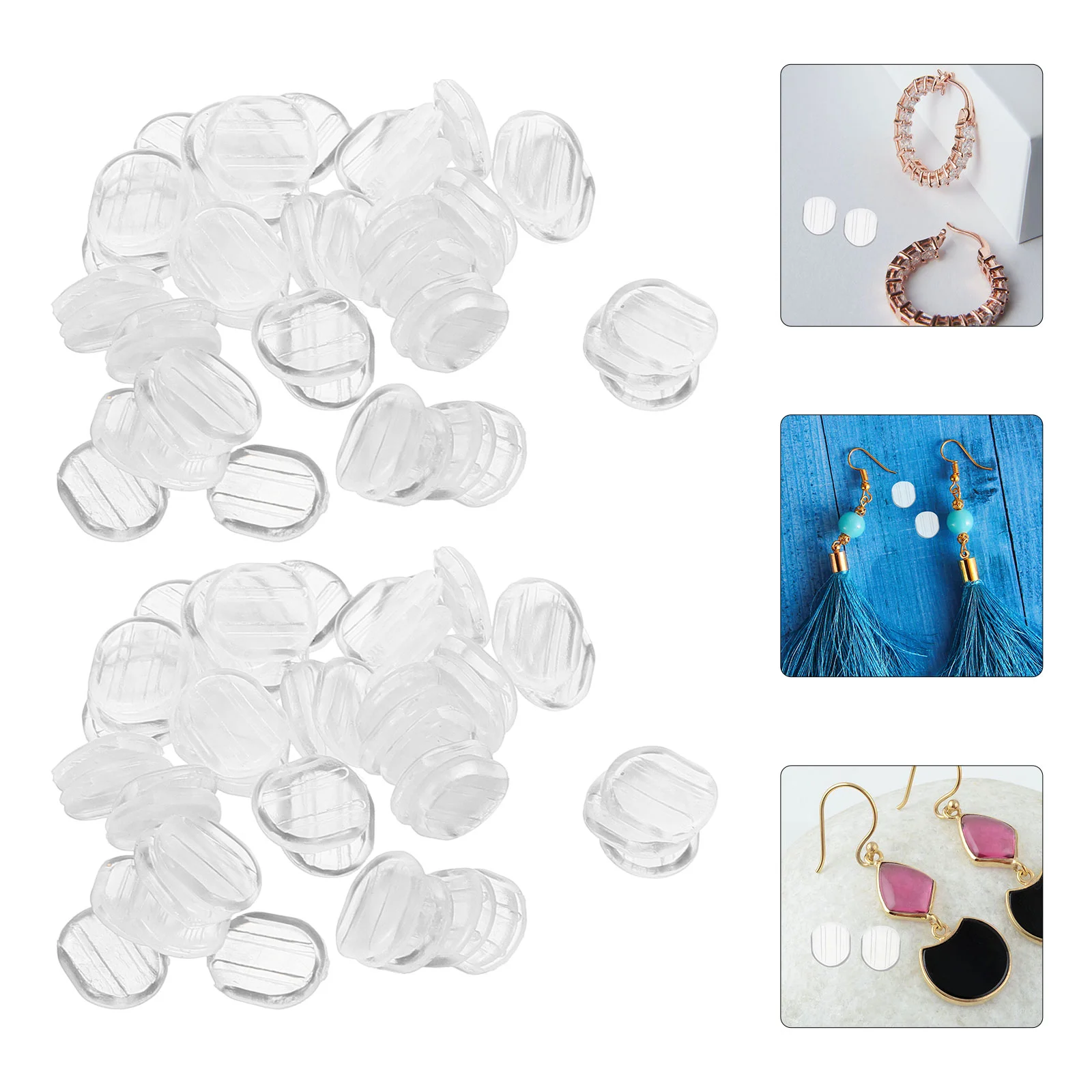 

100 Pcs Earring Backs for Kids Lifters Flexible Silicone Earrings Pads Stud Clear Making Kit Mat Accessories