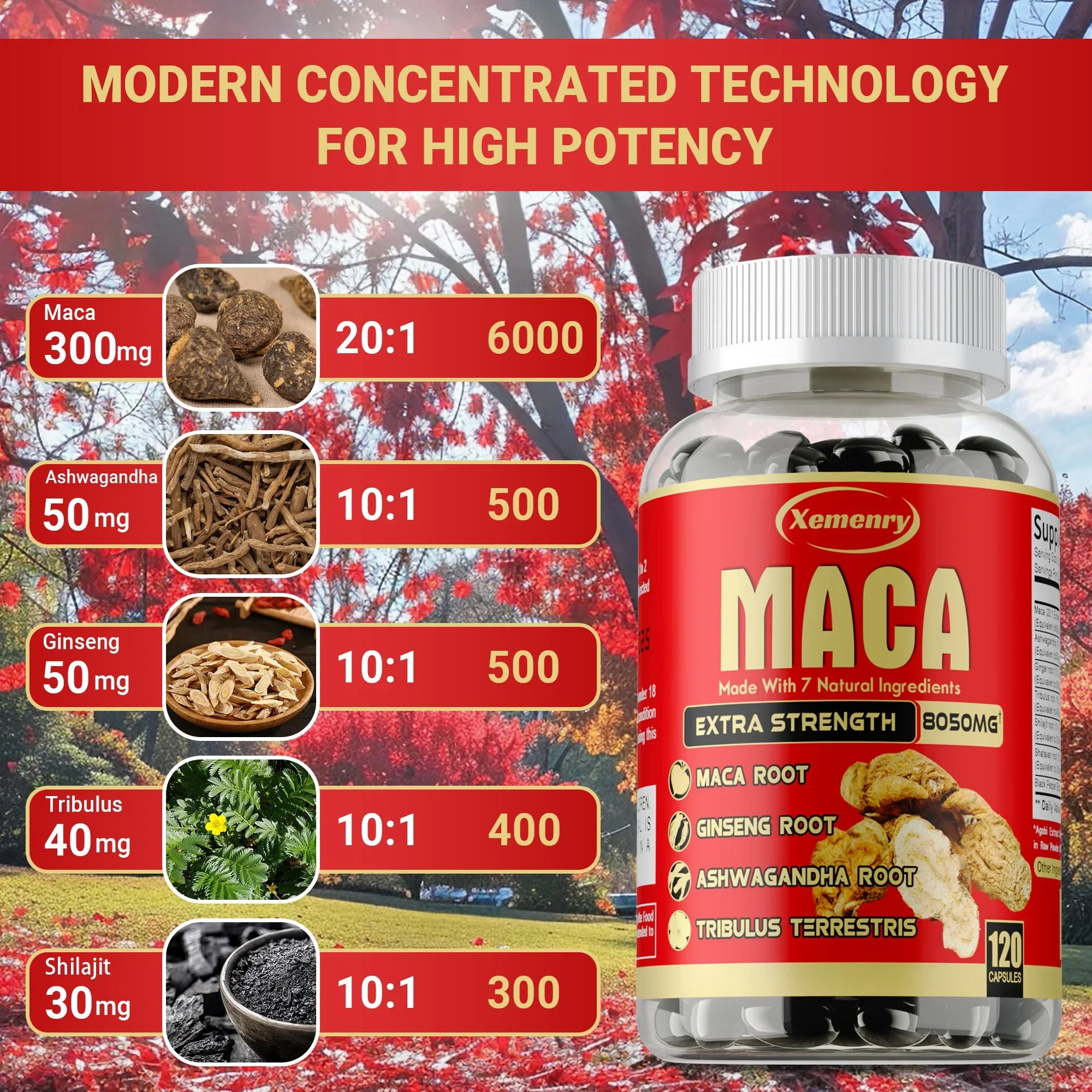 Maca Root Capsules-with Ginseng & Ashwagandha to Support Energy Endurance and Performance Muscle Mass Improve maca root capsules