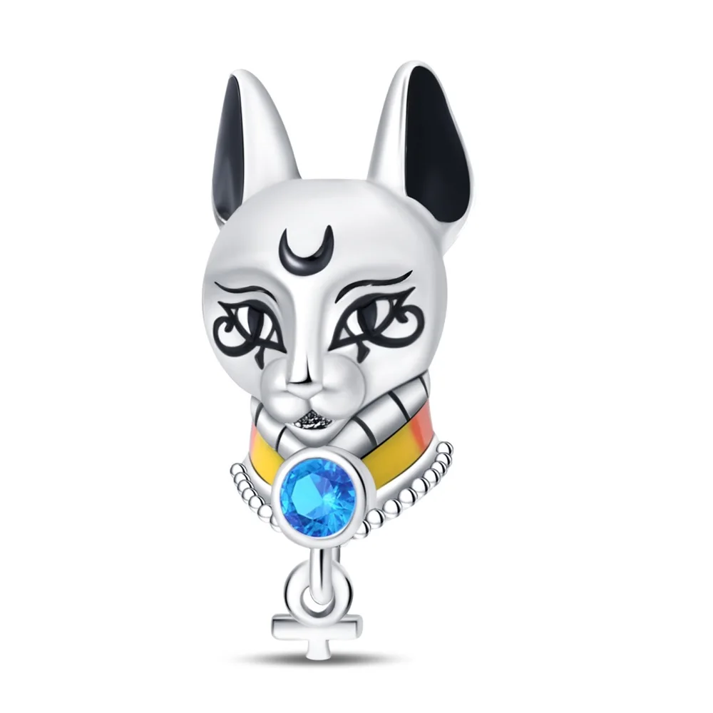 

Специальный желтый ошейник из стерлингового серебра 925 пробы, луна, кот Фараона, очаровательные подходят для браслета Пандоры, DIY ювелирные изделия, аксессуары для женщин