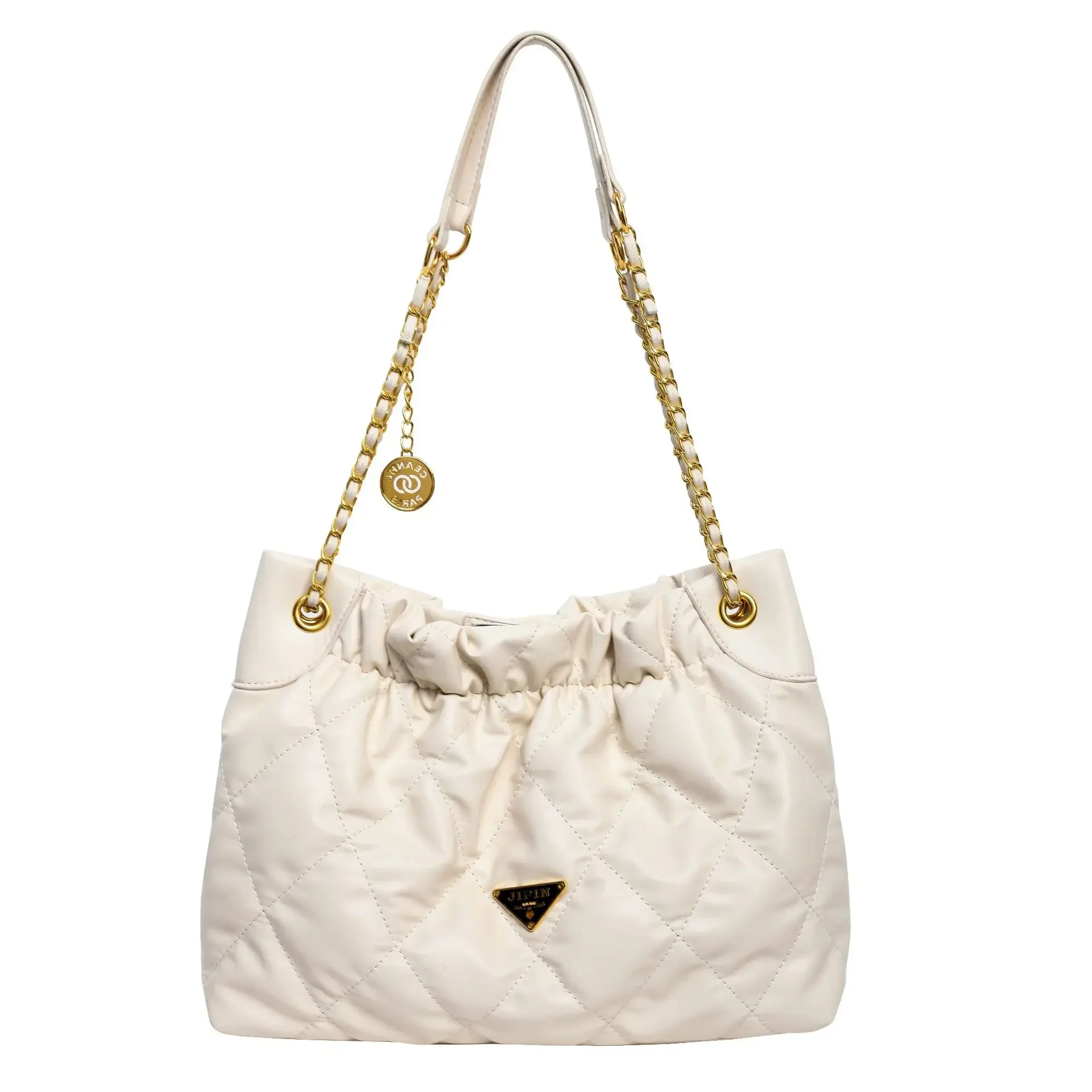 Diamond Pattern Chain Women 2024 New Fashion Solid Color Tote Casual Large Capacity Underarm Bag