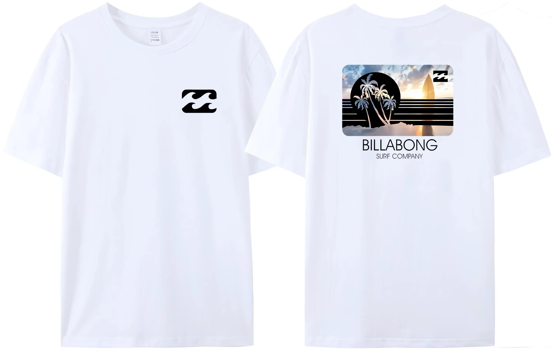 Wave New Men's Summer Billa-bong T-shirt 100% Cotton Double Sided Printing High Quality Casual Top Tees 3