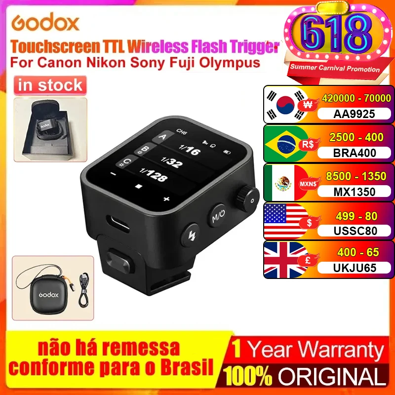 Godox X3 Xnano 트리거 TTL HSS 무선 플래시 트리거, 캐논 OLED 터치 스크린, 니콘 후지 올림푸스 파나소닉용